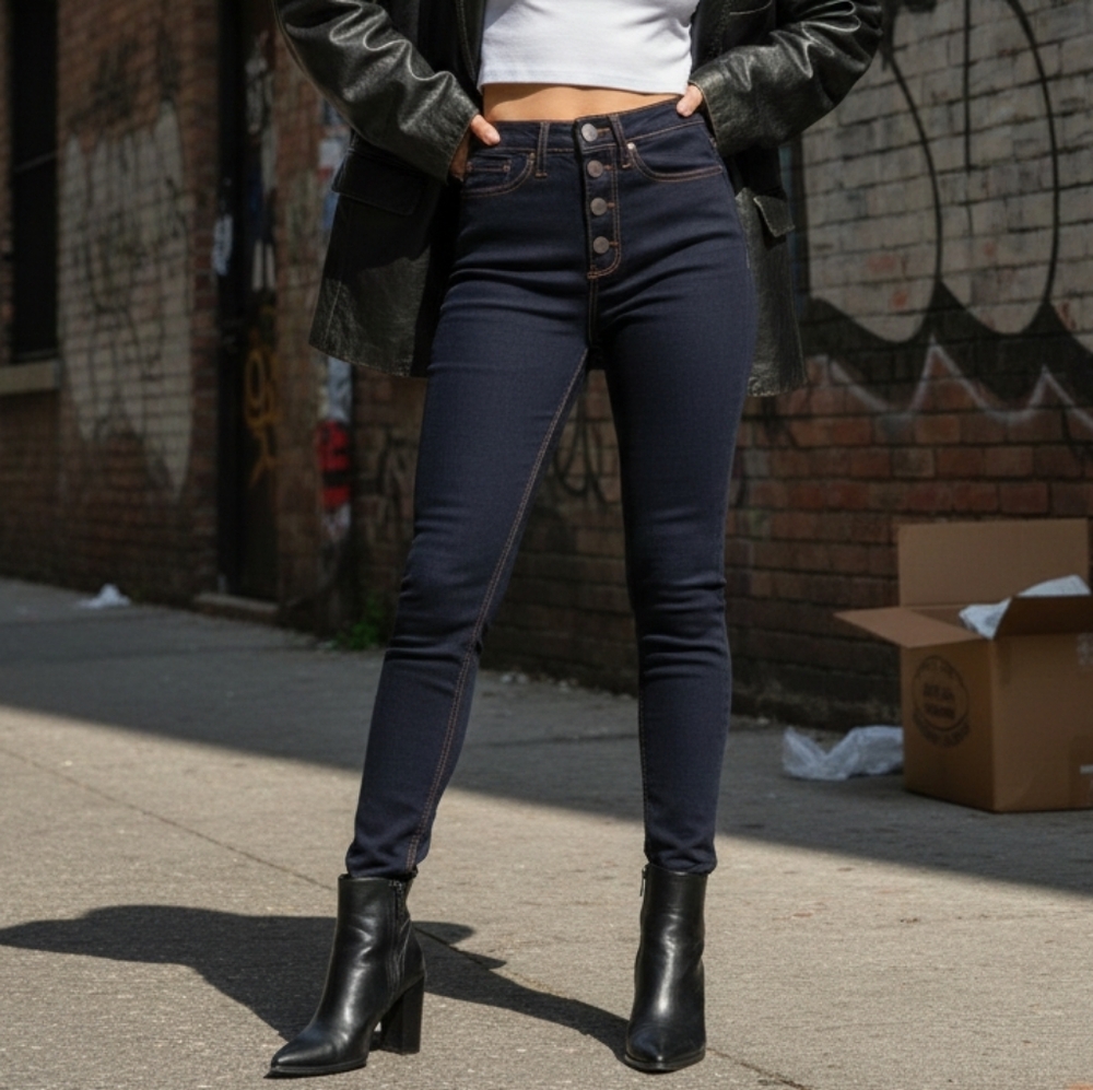 NWT No Boundaries 9 Exposed Button Fly High Rise Skinny Jeans Y2K Contemporary